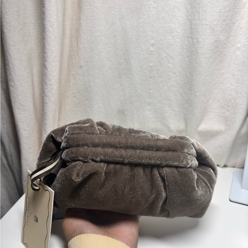 Gianni Bini x Lilly Sisto Virginia Velvet Clutch Crossbody Bag In Taupe - Picture 12 of 12